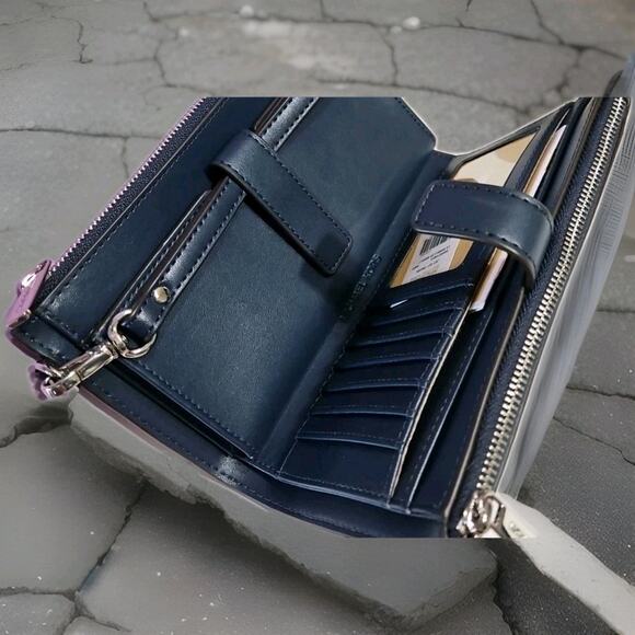 Michael Kors Handbag Jet Set Travel Zip Wallet Ombré Navy Mk Handbag - Picture 6 of 9